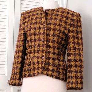 Vintage Jones New York Houndstooth Wool Blazer.